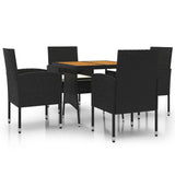 vidaXL 3-delige Tuinset poly rattan zwart