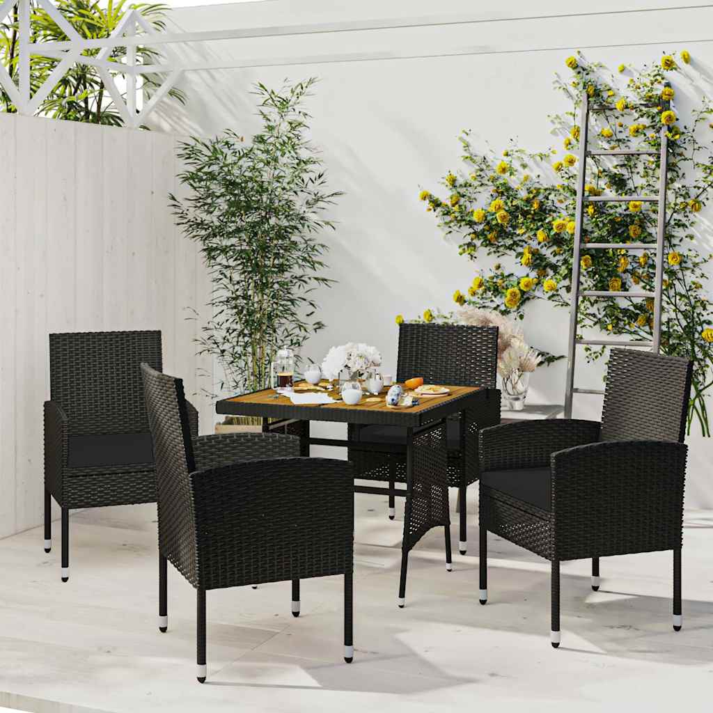 vidaXL 3-delige Tuinset poly rattan zwart