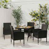 vidaXL 3-delige Tuinset poly rattan zwart