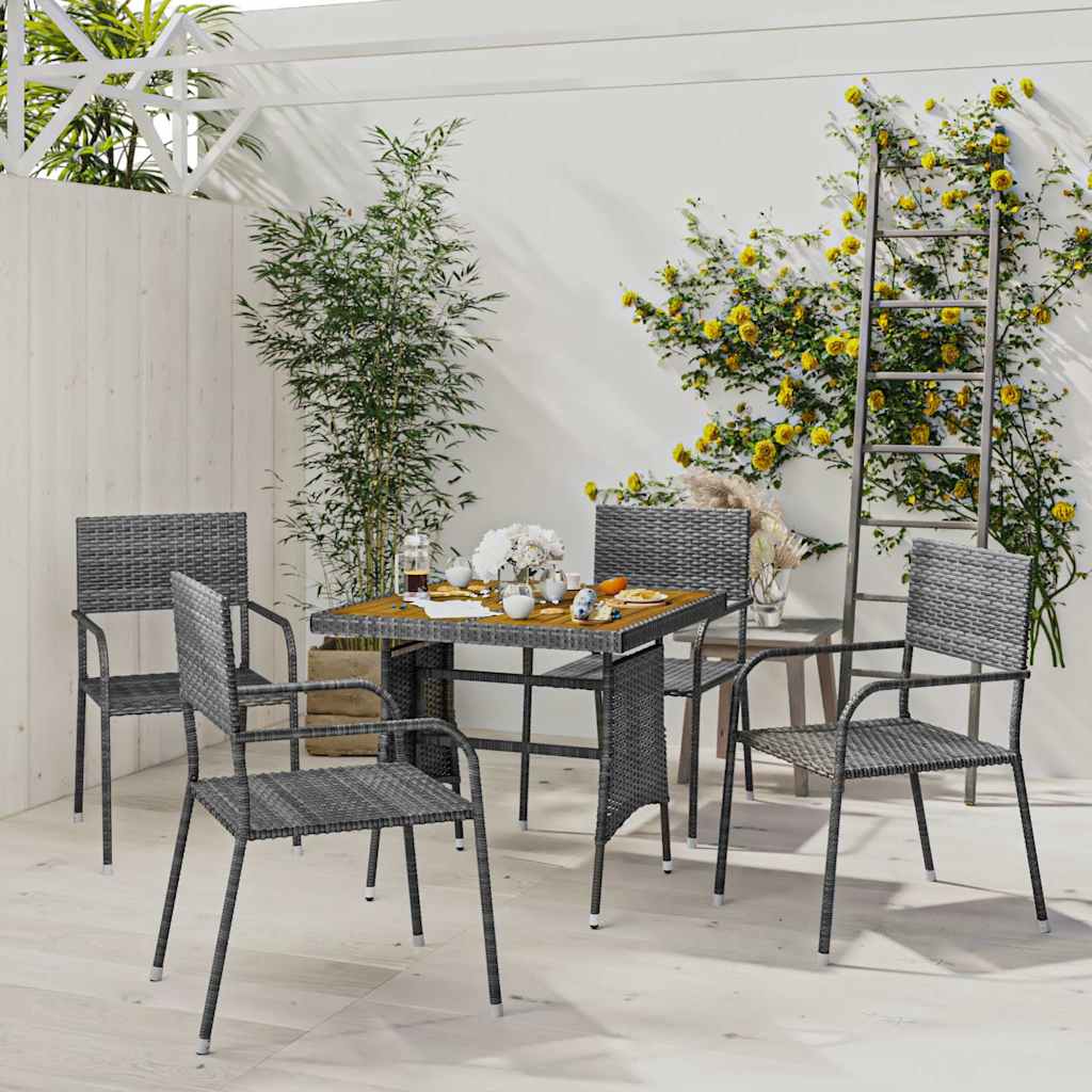 vidaXL 3-delige Tuinset poly rattan zwart