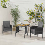 vidaXL 3-delige Tuinset poly rattan zwart