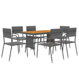 vidaXL 5-delige Tuinset poly rattan zwart