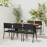 vidaXL 7-delige Tuinset poly rattan zwart