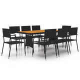 vidaXL 7-delige Tuinset poly rattan zwart