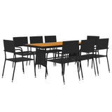 vidaXL 7-delige Tuinset poly rattan zwart