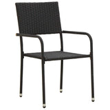 vidaXL 7-delige Tuinset poly rattan zwart
