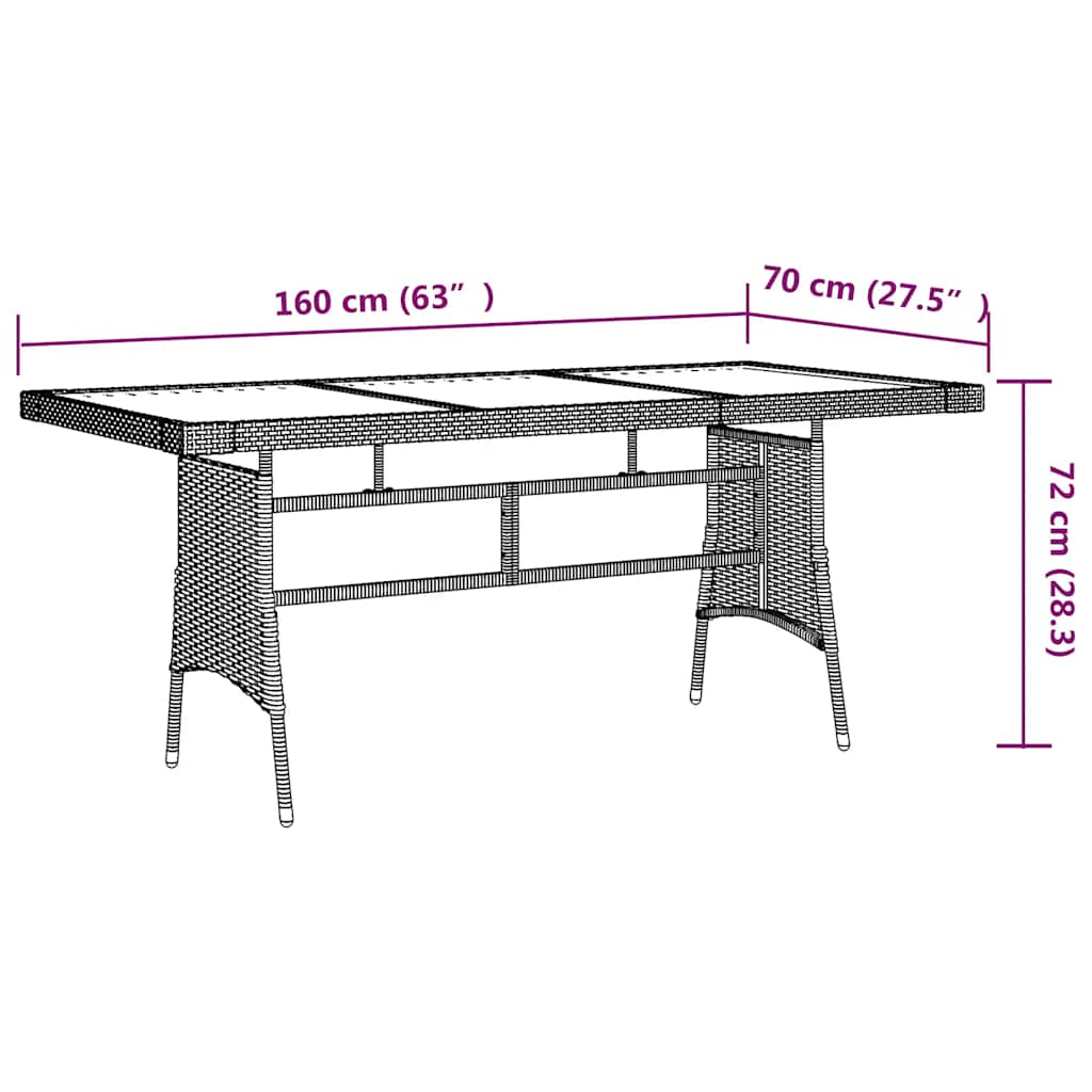 vidaXL 7-delige Tuinset poly rattan zwart