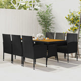 vidaXL 7-delige Tuinset poly rattan zwart