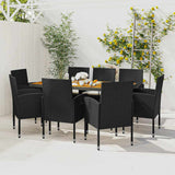 vidaXL 7-delige Tuinset poly rattan zwart