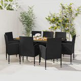 vidaXL 7-delige Tuinset poly rattan zwart