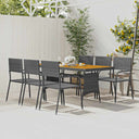 vidaXL 7-delige Tuinset poly rattan zwart