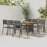 vidaXL 7-delige Tuinset poly rattan zwart