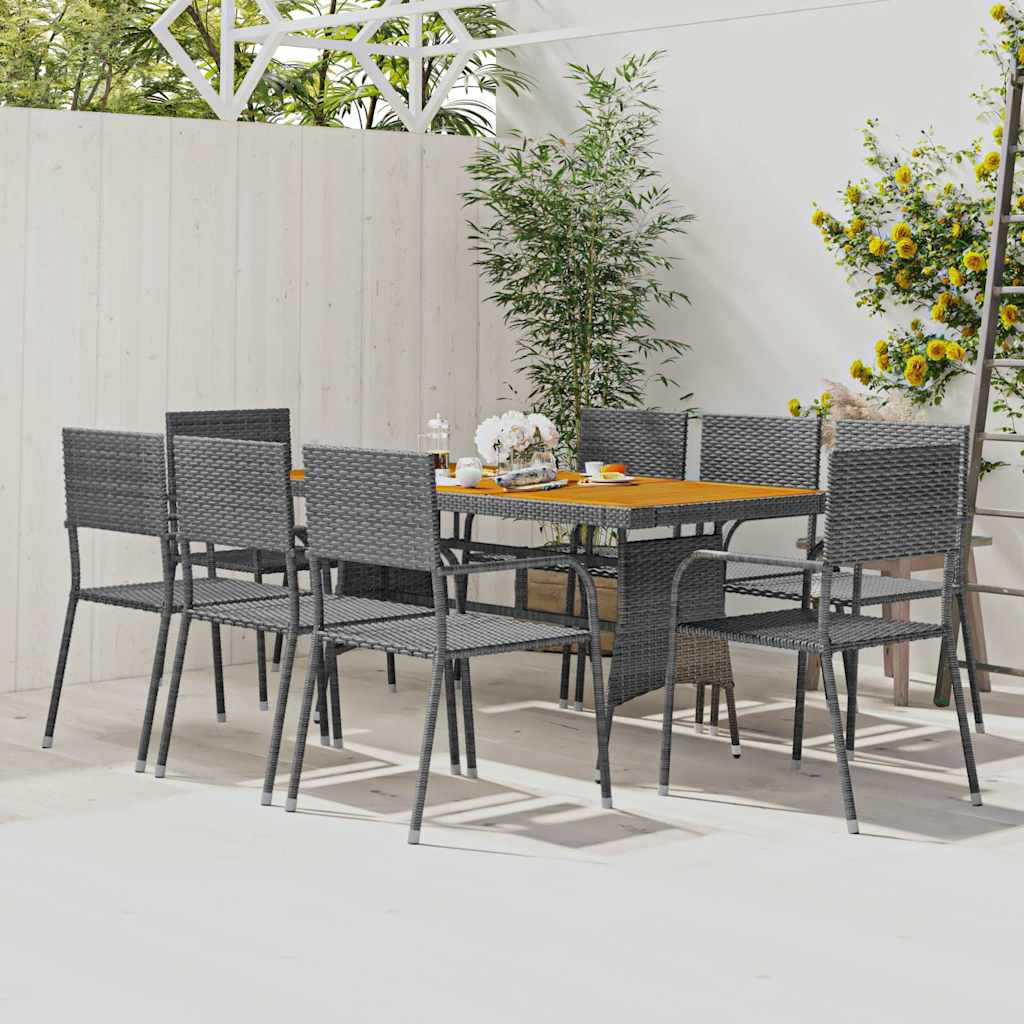 vidaXL 7-delige Tuinset poly rattan zwart