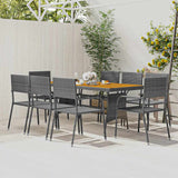 vidaXL 7-delige Tuinset poly rattan zwart