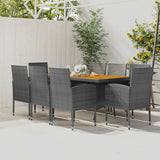 vidaXL 7-delige Tuinset poly rattan zwart