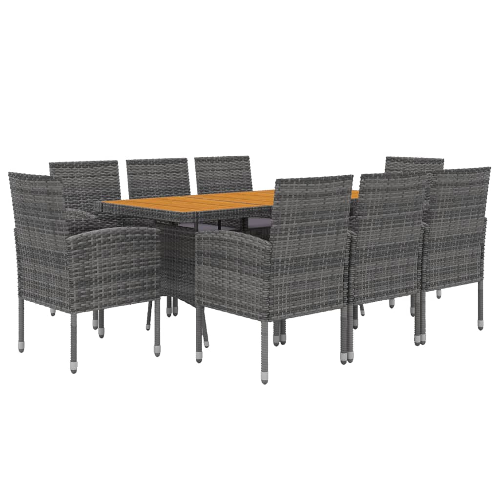 vidaXL 7-delige Tuinset poly rattan zwart