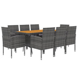 vidaXL 7-delige Tuinset poly rattan zwart