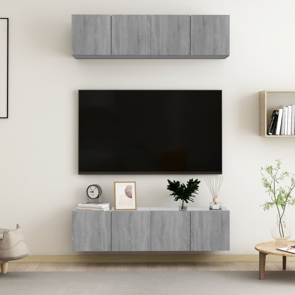 vidaXL Tv-meubels 4 st 80x30x30 cm bewerkt hout wit