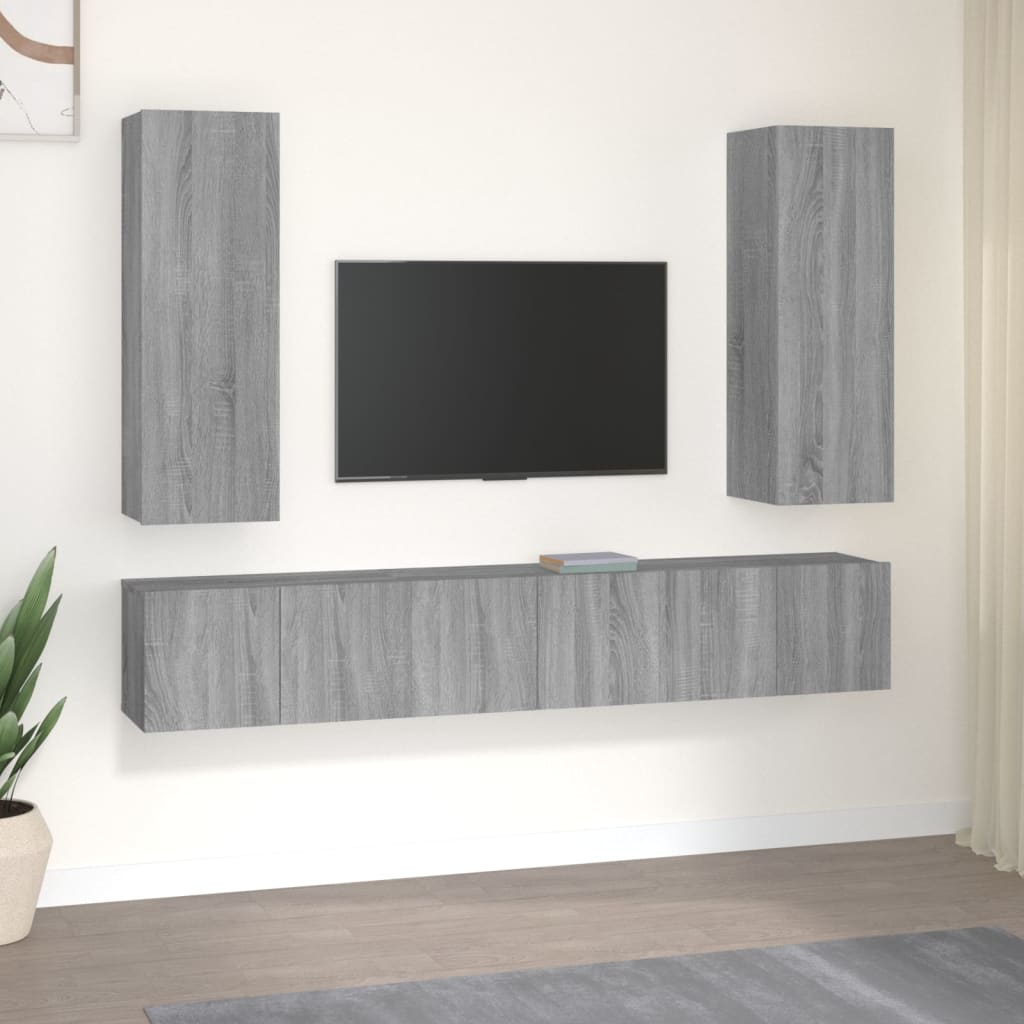 vidaXL 4-delige Tv-meubelset bewerkt hout wit