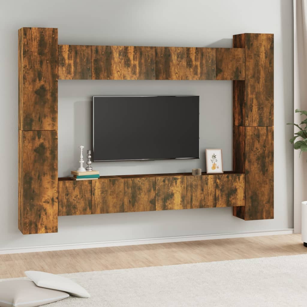 vidaXL 8-delige Tv-meubelset bewerkt hout wit