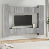 vidaXL 8-delige Tv-meubelset bewerkt hout wit