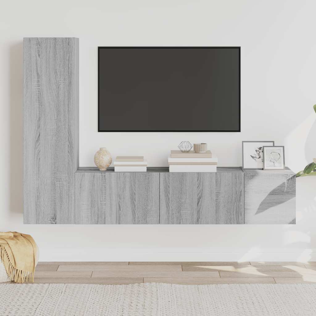 vidaXL 5-delige Tv-meubelset bewerkt hout wit