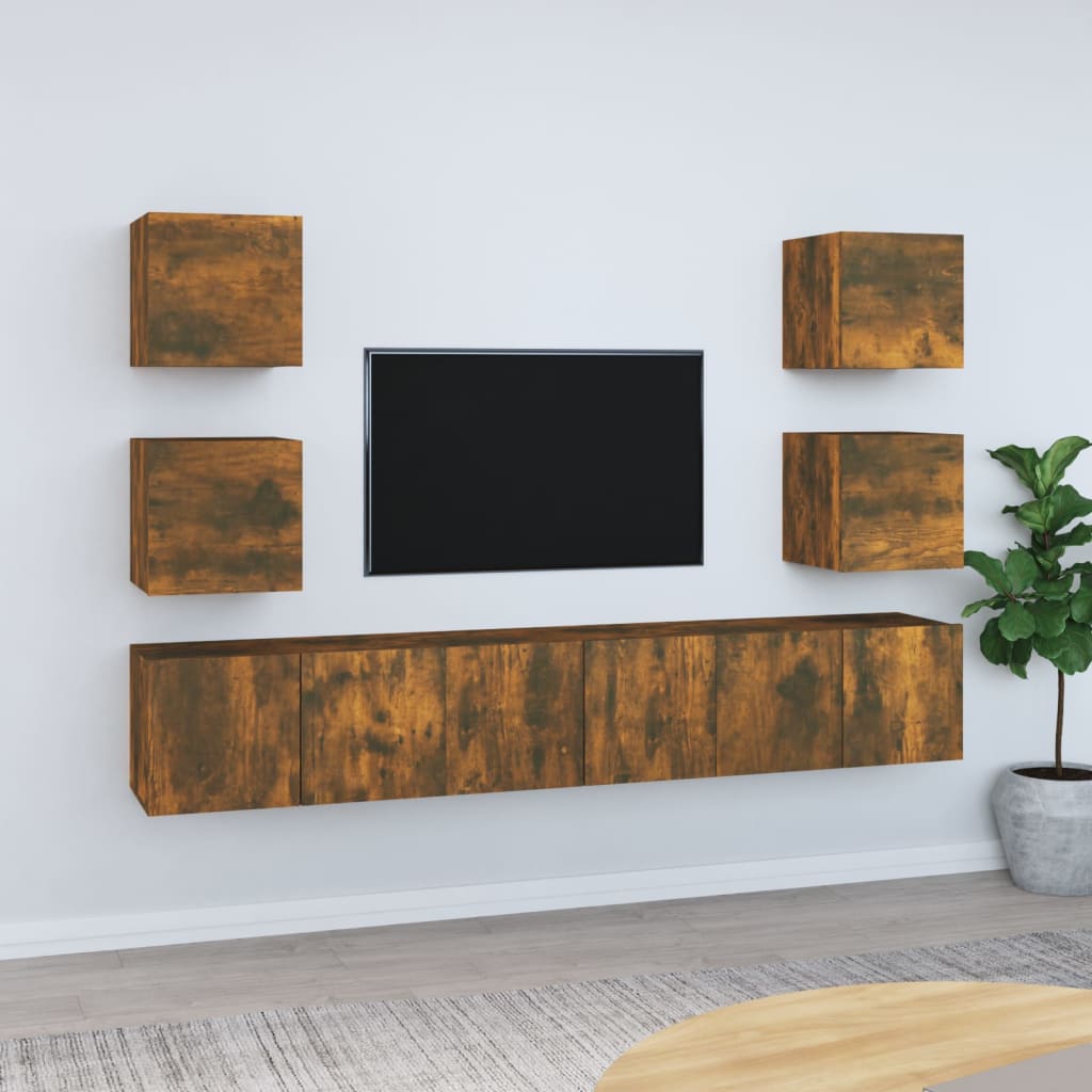 vidaXL 6-Piece TV Cabinet Set Engineered Wood White