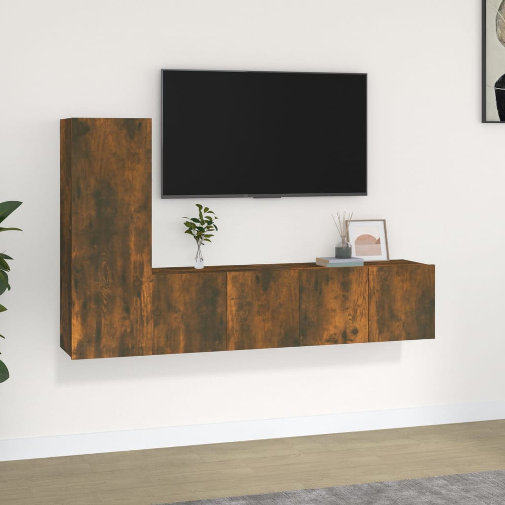 vidaXL 3-Piece TV Cabinet Set Engineered Wood White