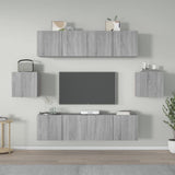 vidaXL 6-delige Tv-meubelset bewerkt hout wit