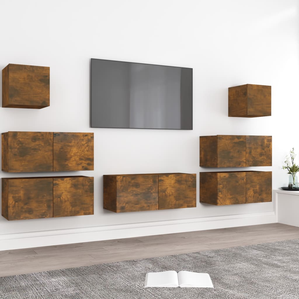 vidaXL 7-delige Tv-meubelset bewerkt hout wit