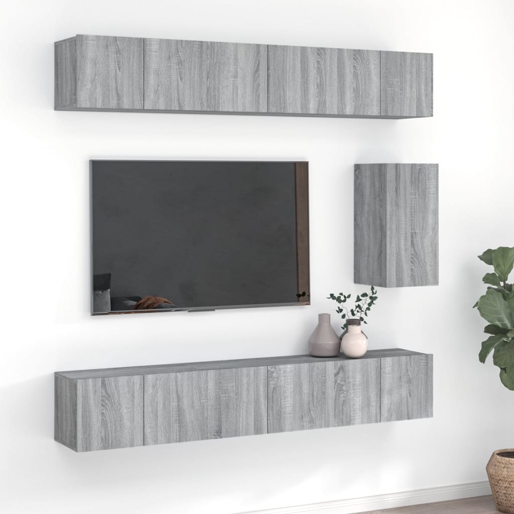 vidaXL 7-Piece TV Cabinet Set Engineered Wood White