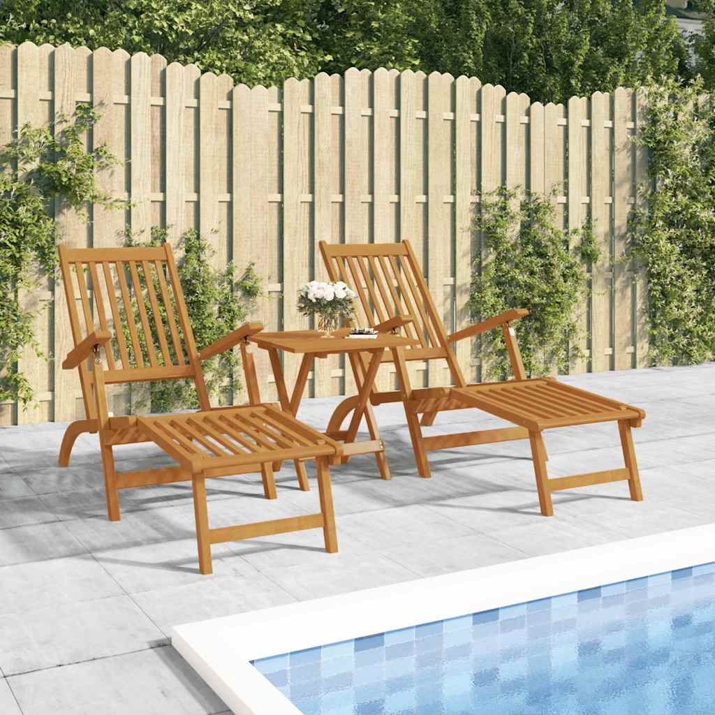 vidaXL Patio chairs 2 pcs with footrest solid acacia wood