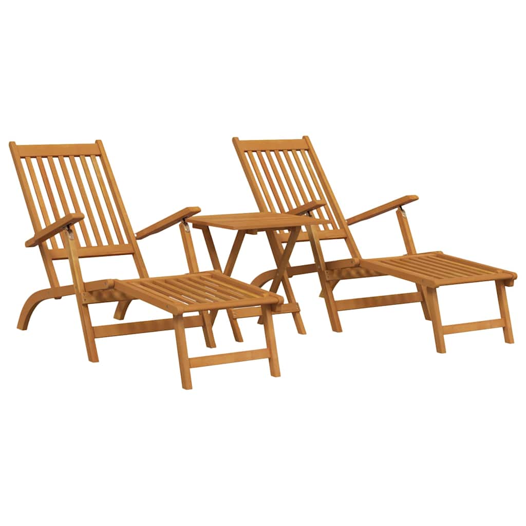 vidaXL Patio chairs 2 pcs with footrest solid acacia wood
