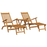 vidaXL Patio chairs 2 pcs with footrest solid acacia wood