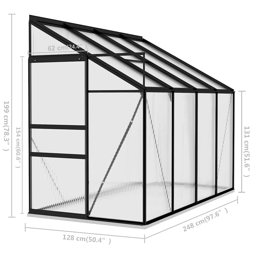 vidaXL Tuinkas 3,97 m³ aluminium antracietkleurig