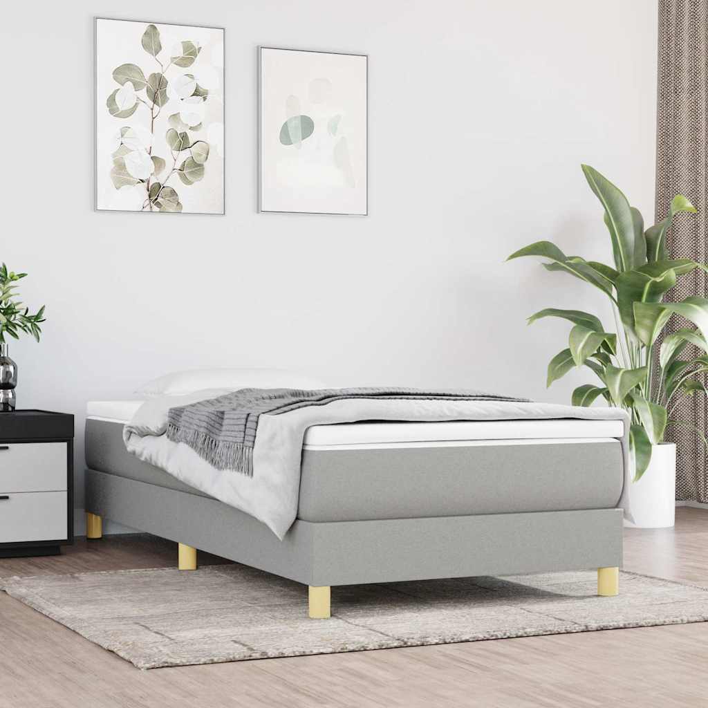 vidaXL Box spring bed 80x200 cm fabric light grey