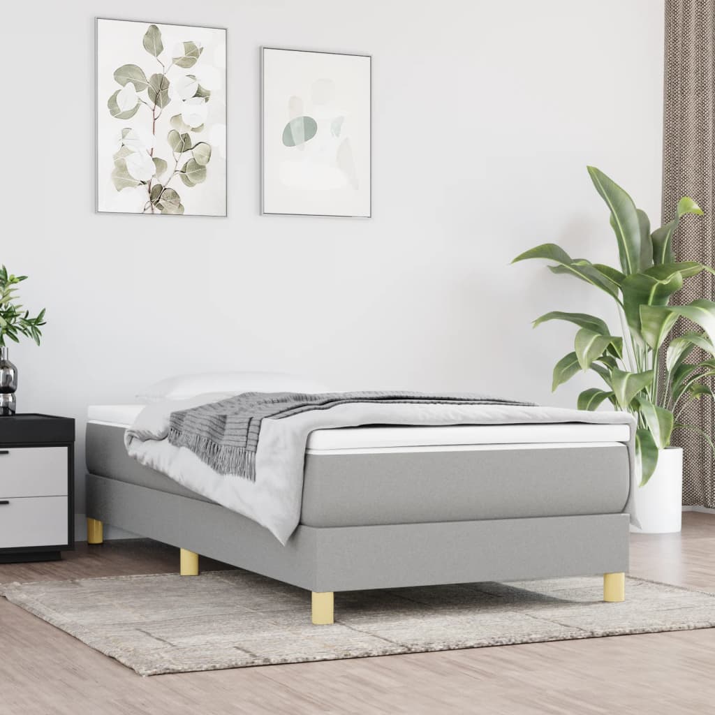 vidaXL Box spring bed 80x200 cm fabric light grey