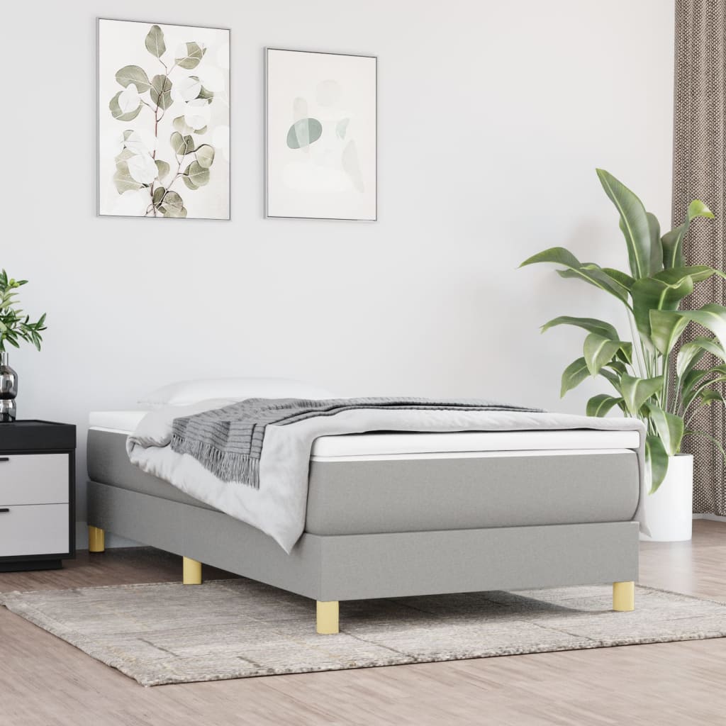 vidaXL Box spring bed 80x200 cm fabric light grey