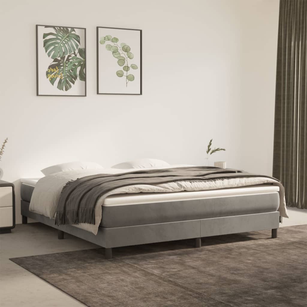 vidaXL Boxspring bed 80x200 cm fluweel lichtgrijs