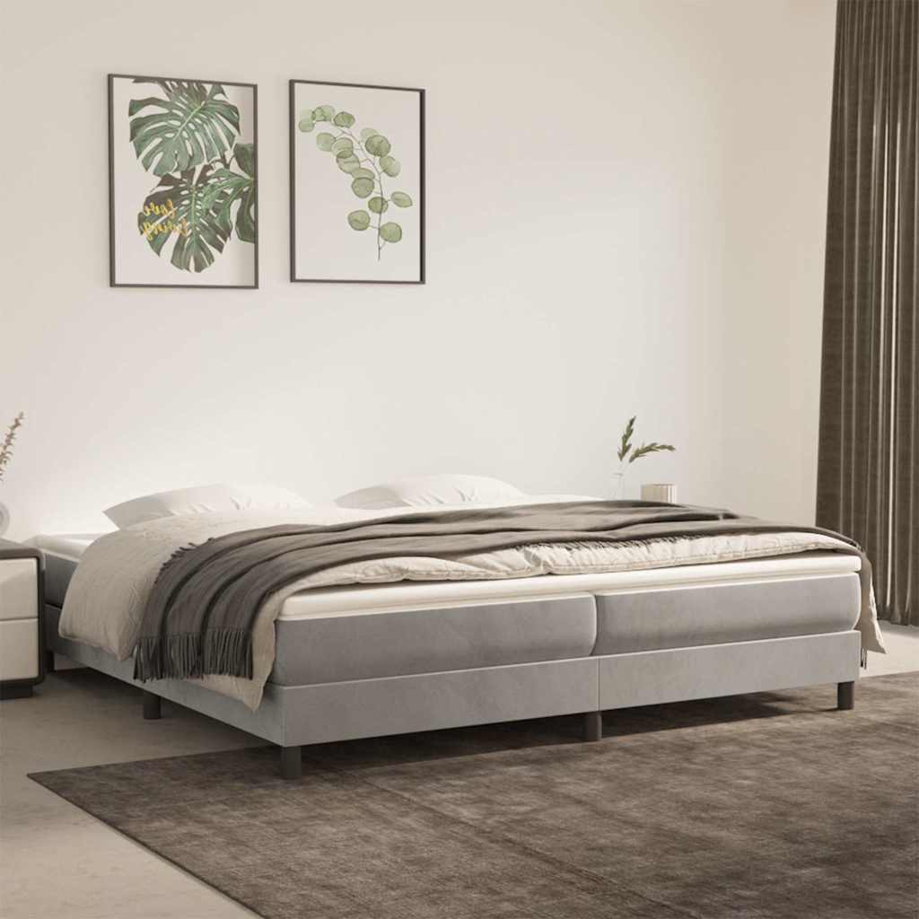 vidaXL Boxspring bed 80x200 cm fluweel lichtgrijs