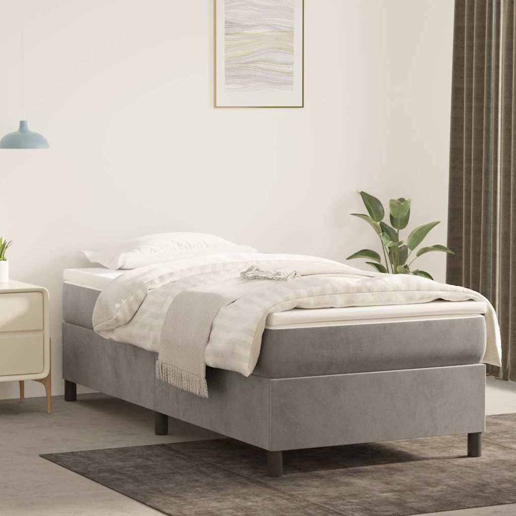 vidaXL Boxspring bed 80x200 cm fluweel lichtgrijs