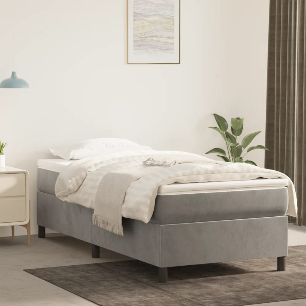 vidaXL Boxspring bed 80x200 cm fluweel lichtgrijs