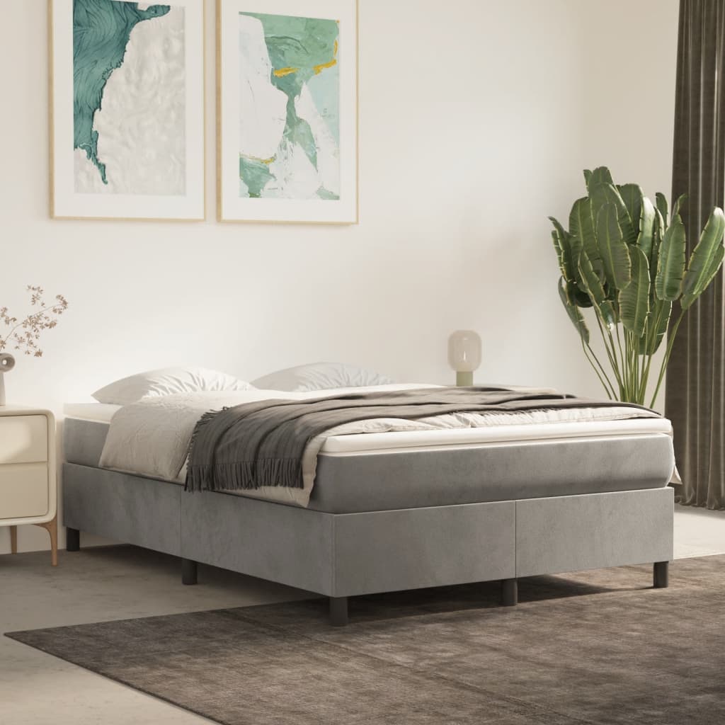 vidaXL Boxspring bed 80x200 cm fluweel lichtgrijs