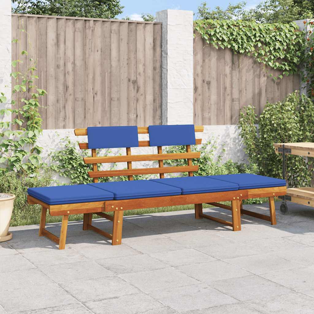 vidaXL Banquette de jardin avec coussins 2 en 1 190 cm en acacia massif gris