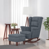 vidaXL Schommelstoel met oorleuning fluweel massief hout blauw