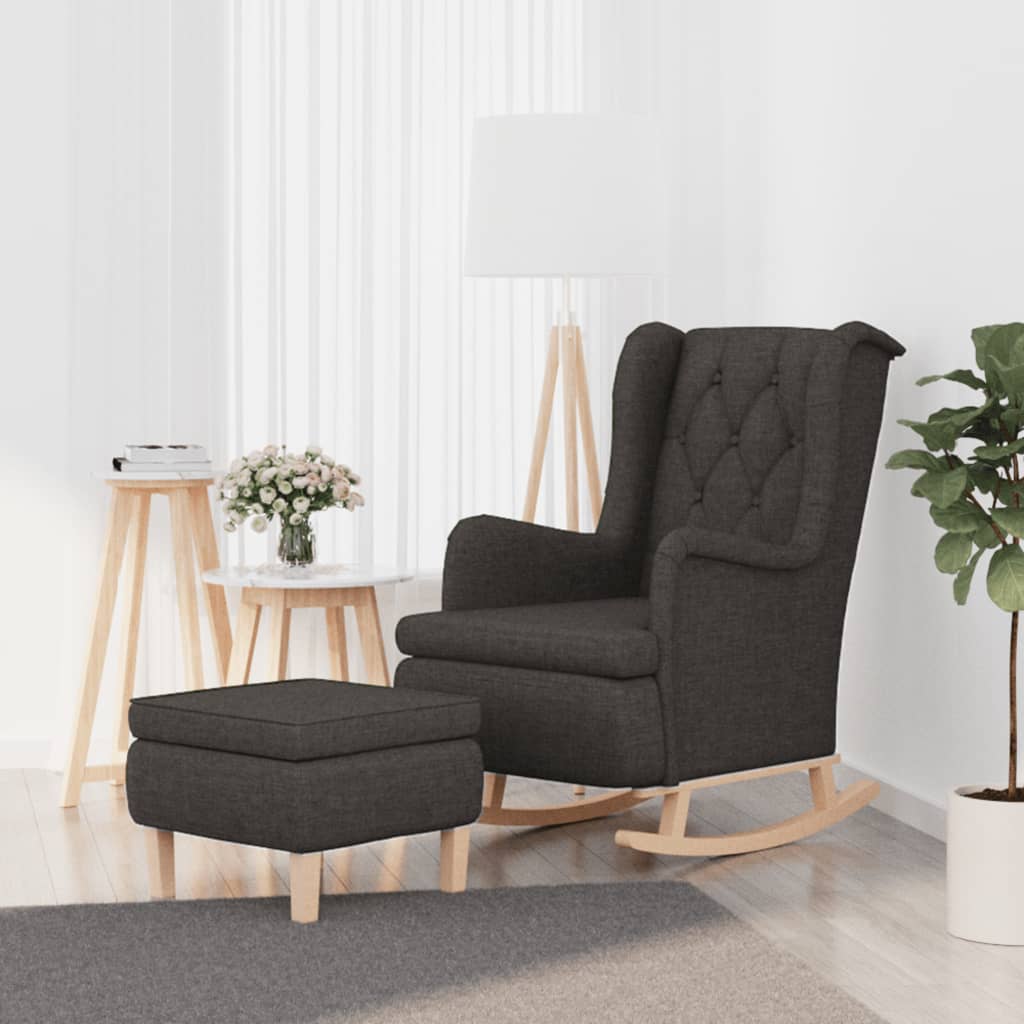 vidaXL Fauteuil met schommelpoten en voetenbank stof lichtgrijs