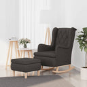 vidaXL Fauteuil met schommelpoten en voetenbank stof lichtgrijs