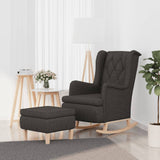 vidaXL Fauteuil met schommelpoten en voetenbank stof lichtgrijs