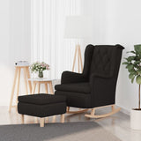 vidaXL Fauteuil met schommelpoten en voetenbank stof lichtgrijs