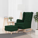 vidaXL Fauteuil met schommelpoten en voetenbank stof lichtgrijs